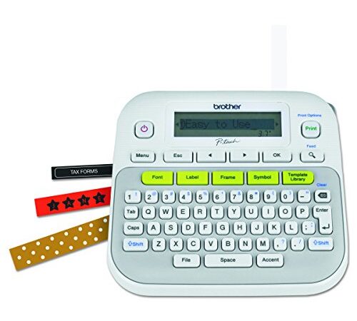 Brother P-touch, PTD210, Easy-to-Use Label Maker, One-Touch Keys, Multiple Font Styles, 27 User-Friendly Templates, White