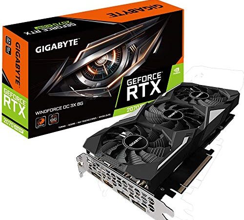 Gigabyte GV-N207SWF3OC-8GD GeForce RTX 2070 Super Windforce OC 8G Graphics Card, 3X Windforce Fans, 8GB 256-Bit GDDR6, Video Card