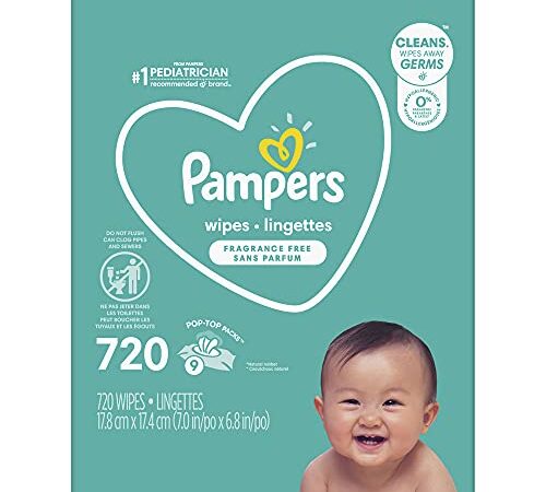 Pampers Baby Wipes, Pampers Complete Clean Fragrance Free 9X Pop-Top, Hypoallergenic and Dermatologist-Tested, 720 Count (Packaging May Vary)