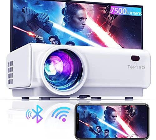 Projector WiFi,TOPTRO 7500 Lumen Bluetooth Video Projector,Support 1080P Home Projector,200" Display,HiFi Speaker Compatible with TV Stick/Phone/Laptop/PS4/SD/USB/VGA/HDMI