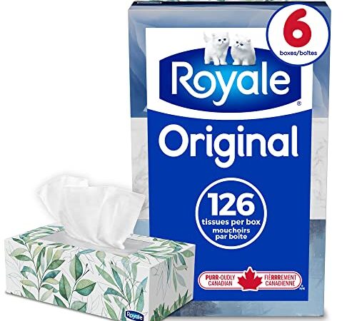 Royale Original 2 Ply Facial Tissue, Soft & Strong, 6 Tissue Boxes, 126 Tissues Per Box