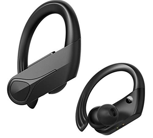 Wireless Earbuds Sport, Bass Earhooks Noise Cancelling Bluetooth Headphones, Sports Wireless Headphones with Moicrophone, Bluetooth 5.0 Earbuds w/Type-C Fast Charging/35H/IPX7 Waterproof for Running