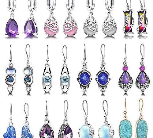 12 Pairs Teardrop Crystal Drop Dangle Earrings for Women Girls Cubic Zirconia Hoop Earring Threader Earrings Jewelry Set Christmas Gifts, metal crystal, crystal,