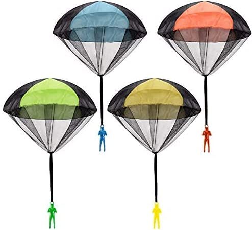 4 Pieces Parachute Toys, Tangle Free Hand Throw Parachute Army Men Toys Throwing Soliders for Outdoor Kids' Flying Toys | No Strings No Batteries Toss It Up