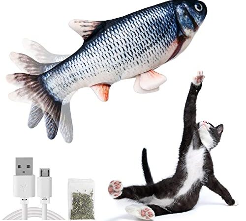 Beewarm Flippity Fish Cat Toy Flopping Fish Cat Toy Moving Fish Toy for Cats - Christmas Interactive Pets Chew Bite Supplies Catnip - Perfect for Biting, Chewing and Kicking (Catfish)