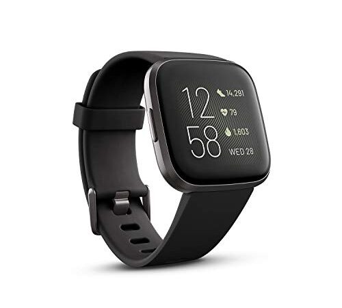 Fitbit Versa 2 Health & Fitness Smartwatch With Heart Rate, Music, Alexa Built-In, Sleep & Swim Tracking - Black/Carbon