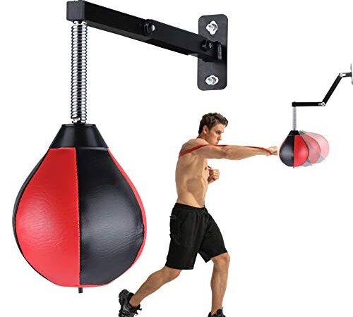 Speed Bag Boxing Punching Bag Wall Mount Height Adjustable Boxing Reflex Ball Speed Bag for Boxing Boxing Gear Adults Kids