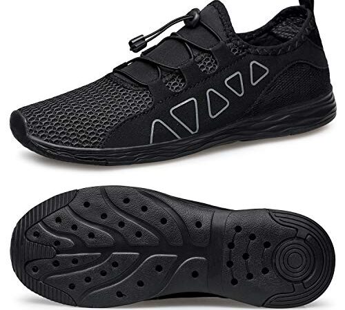 Vibdiv Men's Water Shoes - Quick Drying Outdoor Lightweight Sports Aqua Shoes All Black 10