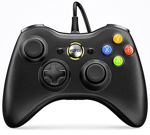 VOYEE Xbox 360 Controller, PC Gaming Controller Wired Xbox Controller Compatible with Microsoft Xbox 360 & Slim/PC Windows 11/10/8/7, Upgraded Joystick, Double Shock | Enhanced (Black)