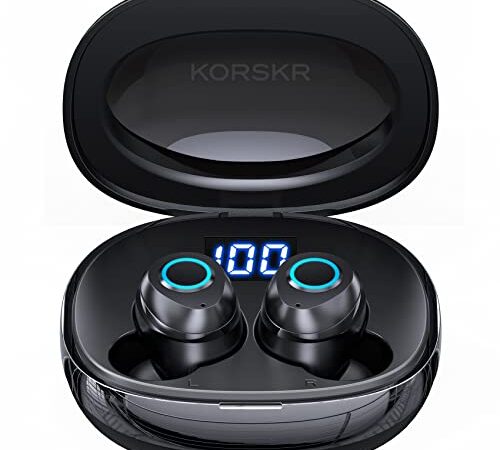 Wireless Earbuds, KORSKR Bluetooth Earbuds Hi-Fi Stereo Bluetooth 5.1 in-Ear Headphones Touch Control Ear Buds Ultra-Long Playtime Quick Pairing Earbuds with Microphone Charging Case for Sport Work