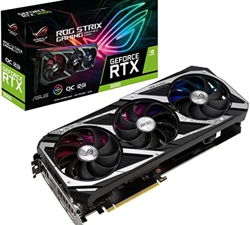 ASUS ROG Strix NVIDIA GeForce RTX 3060 V2 OC Edition Gaming Graphics Card (PCIe 4.0, 12GB GDDR6, HDMI 2.1, DisplayPort 1.4a, Axial-tech Fan Design, 2.7-Slot, Super Alloy Power II, GPU Tweak II)