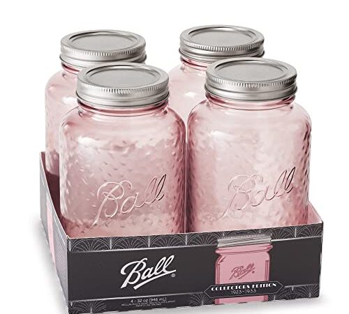 Ball Jar Rose Vintage Regular Mouth Pint Canning Jars, 4-Pack, 16 oz