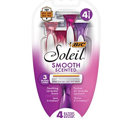 BIC Soleil Smooth Scented Women's Disposable Razors, Triple Blade Razor For a Smooth Shave, 4-Count