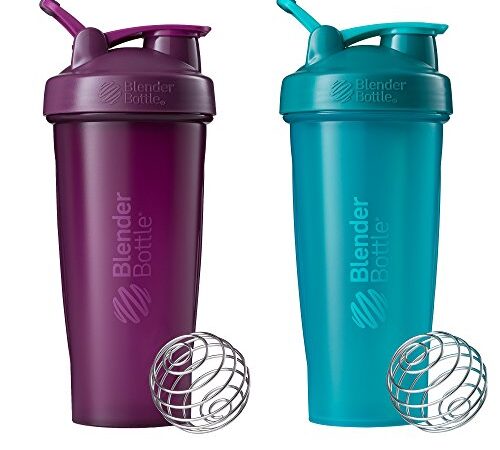 Blender Bottle Classic Loop Top Shaker Bottle, 28-Ounce 2-Pack, Plum/Plum and Teal/Teal