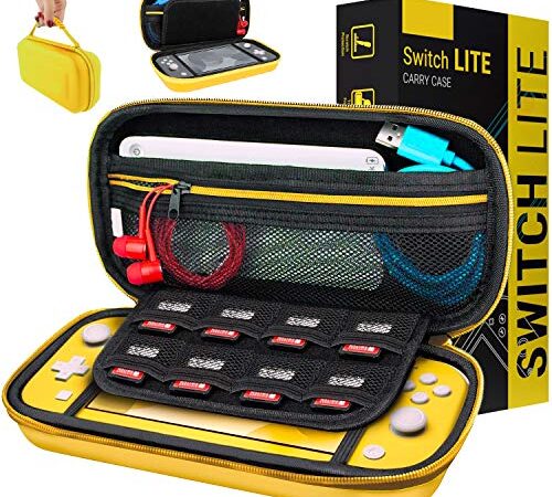 Case for Nintendo Switch Lite - Orzly Protective Carry Case with Storage for Switch Lite Games & Accessories [Yellow]