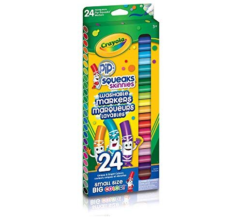 Crayola 58-4324 24 Pip-Squeaks Skinnies Fine Line Washable Markers, School and Craft Supplies, Gift for Boys and Girls, Kids, Ages 3,4, 5, 6 and Up, Holiday Toys, Stocking , Arts and Crafts, Gifting