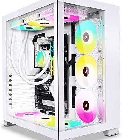 KEDIERS PC Case - ATX Tower Tempered Glass Gaming Computer Open Frame Case with 9 ARGB Fans