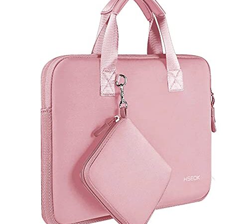 Laptop Sleeve 13 13.3 13.5 Inch Case for MacBook Air Pro 13"-13.3", Surface Laptop 13.5", Water Repellent Elastic Neoprene Notebooks Hand Bag with Small Case, Pink