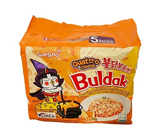 New Samyang Buldak Quattro Cheese Hot Chicken Flavor Ramen Pack of 5 (145g x5)