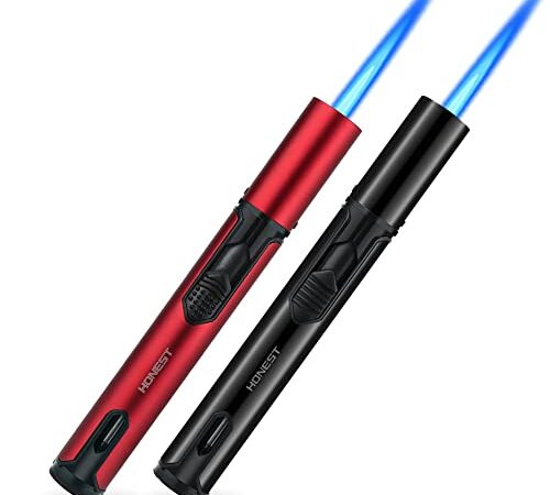 Promise by Honest Jet Torch Cigar Lighter Power Flame Pen Torch Lighter Adjustable Refillable Butane Lighters Jet Flame Portable for Candle Grill BBQ Camping Lighter Without Gas (2 PCS RB)