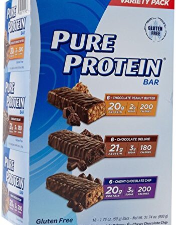 Pure Protein 18bars (6 Choc peanut butter/ 6 Choc Deluxe / 6 Chewy Choc Chip) by Pure Protein