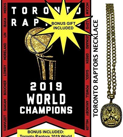 Toronto Raptors Flag with Bonus Necklace Bundle 2019 NBA World Champions Banner (3ft by 5ft) by Legendary Sports™