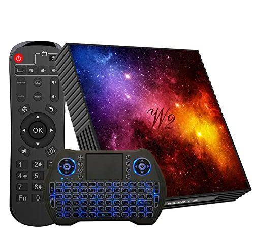 Android 11 TV Box 4GB RAM 64GB ROM S905W2 Chipset Smart Set Top Box Builtin 2.4G/5G WiFi Bluetooth 4.2, Media Player Support 3D 4K UHD Videos, with Wireless Mini Keyboard