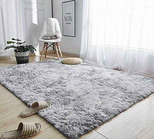 Area Rugs 5'3"x6'6" Soft Fluffy Carpet for Bedrooms, Living Room, Boys Room, Girls Room, Play Room Modern Home Decor Non-Slip, Grey