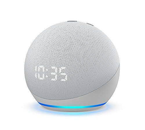 Echo Dot (4th Gen) | Smart speaker with clock and Alexa | Glacier White