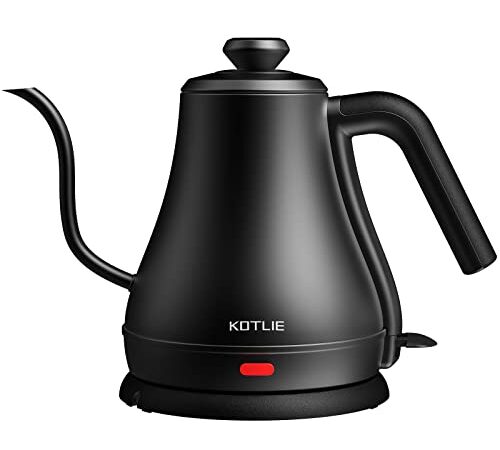 Electric Gooseneck Kettle, KOTLIE Water Boiler Pour Over Kettle Tea Coffee Kettle 100% Stainless Steel Fast Heating Auto Shut-Off Leak-Proof Black 0.8L