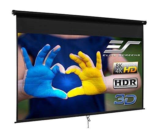 Elitescreens Manual B Series 120-INCH Manual Pull Down Projector Screen Diagonal 4:3 4K 8K 3D Ultra HDR HD Ready Home Theater Movie Theatre Black Projection Screen with Slow Retract Mechanism M120V