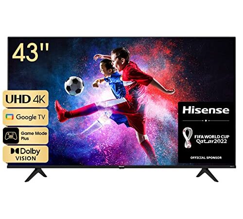 Hisense 43A68H - 43" Smart TV Ultra HD 4K HDR Dolby Vision Google Television with Bluetooth, Voice Remote (Canada Model) 2022, Black