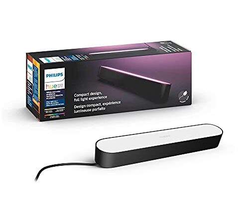 Philips Hue White & Color Ambiance Play Bar Single Kit-Black Finish (Hub Required/ Power Supply Included) Works with Alexa, HomeKit & Google Assistant