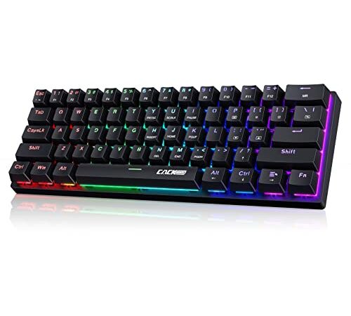 Portable 60% Mechanical Gaming Keyboard,60 Percent Wired Gamer Keyboard with Blue Switches,LED Customization Backlit,61 Keys Ultra-Compact Mini Office Keyboard for PC/Mac/Xbox,Easy to Carry On Trip