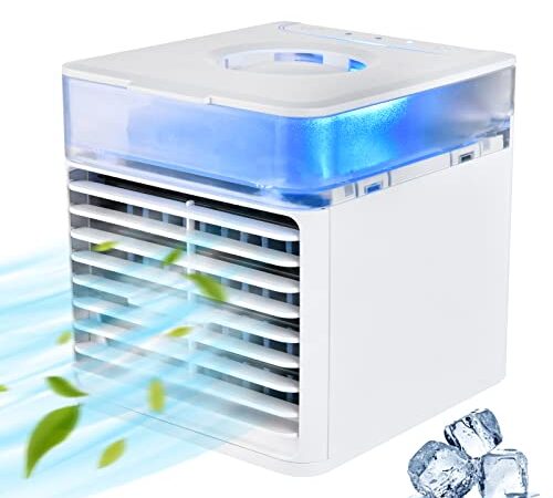 Portable Air Conditioner Fan, Personal Air Cooler Air Conditioner with with 3 Speeds 7 Colors, Camping AC Unit, Personal Air Cooler Desktop Air Conditioner for Individual