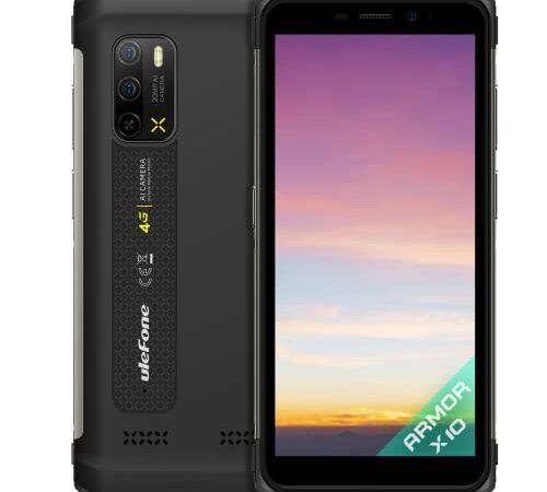 Rugged Smartphone, Ulefone Armor X10 Unlocked Cell Phone Rugged, 4GB+32GB, 3 Card Slots, 5180mAh Battery, NFC, Android 11, 13MP Main Camera, 5.45 inch HD+, Type-C, Face Unlock, Black