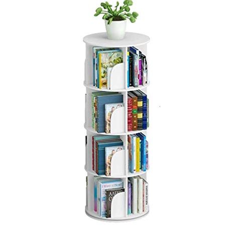 Toytexx 4 Tier 360° Rotating Stackable Shelves Bookshelf Organizer-White Color