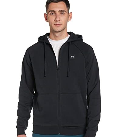 Under Armour Men's Rival Fleece Full Zip Hoodie , Black (001)/Onyx White , Medium