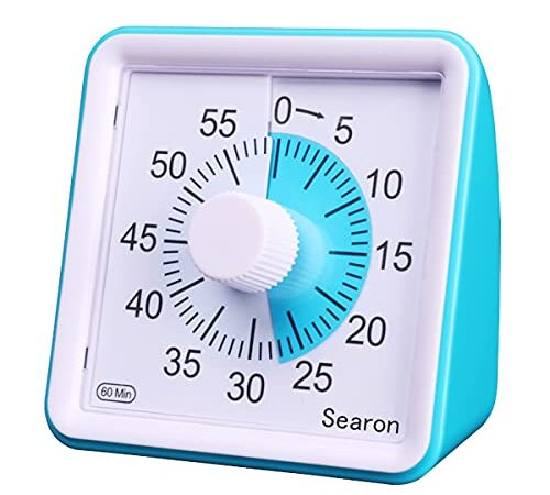 Visual Timer for Kids Autism Teacher - Searon Kids Countdown Timer Silent 60 Minute Countdown Clock Optional Alarm (3S/60S) Loud/Low Soud for Kid Teacher Classroom Meeting Kids Children Adults