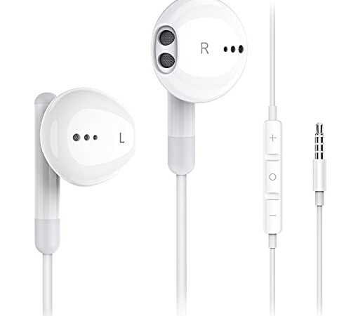 Wired Earbuds with Microphone, Kimwood in-Ear Earphones Headphones HiFi Stereo, Powerful Bass and Crystal Clear Audio, 3.5mm Headphone Plug for iPhone, iPad, Android Phones, MP3 4, Laptop, Computer