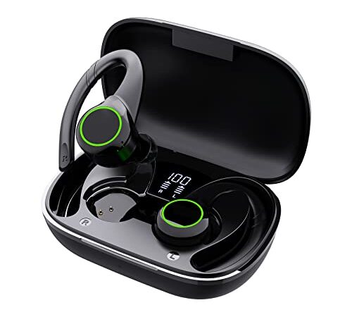 Wireless Earbuds FITECRO Bluetooth V5.2 Earbuds Built-in 4 Mic Bluetooth Headphones in-Ear Stereo Wireless Earphones 20H Playtime with LED Charging Case Waterproof Headsets Ear Buds for Sport Running