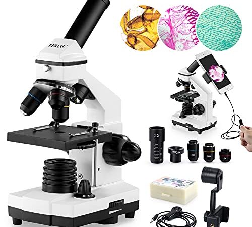 100X-2000X Microscopes for Kids Students Adults, with Microscope Slides Set, Phone Adapter, Powerful Biological Microscopes for School Laboratory Home Education