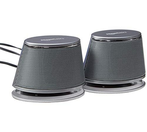 AmazonBasics USB-Powered PC Computer Speakers with Dynamic Sound | Silver