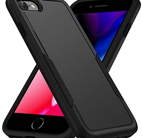 Compatible for iPhone SE 2022 Case,iPhone 8 Case,iPhone 7 Case,iPhone SE 2020 Case,Hard Back & Soft TPU Dual Layer,Slim Cover,Anti-Scratch,Full Body Shockproof Protective (Black)