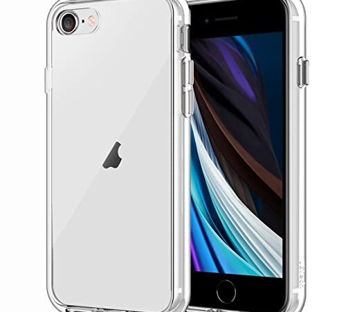 JETech Case for iPhone SE 3/2 (2022/2020 Edition), iPhone 8 and iPhone 7, 4.7-Inch, Non-Yellowing Shockproof Phone Bumper Cover, Anti-Scratch Clear Back (Clear)