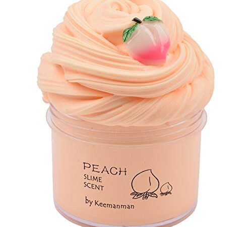 Keemanman Peach Butter Slime, DIY Slime Supplies Kit for Girls and Boys, Stress Relief Toy Scented Slime Toy for Kids Education, Party Favor, Gift and Birthday (7oz)