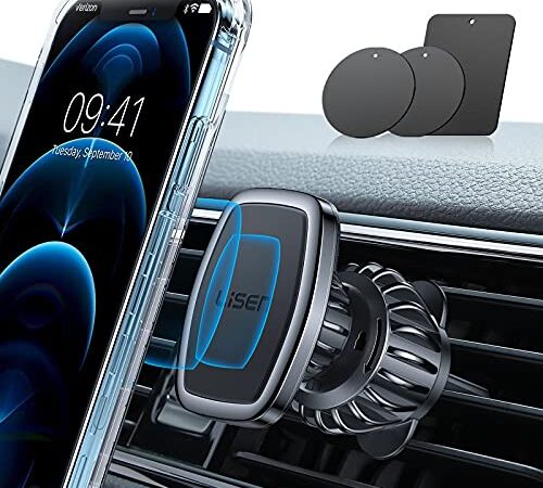 LISEN Phone Holder Car Military-Grade Hook Magnetic Cell Phone Holder Car 6 Strong Magnets Car Phone Holder Mount for iPhone Case Friendly Fit iPhone 14 Plus Pro Max/13/12/11 Pro/Pro Max All Android