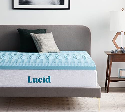 LUCID 2 Inch Gel Memory Foam Plush - Cooling Targeted Convoluted Comfort Zones Mattress Topper, Full (LU20FF30ZNGT)