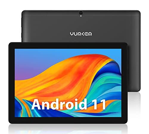 YUMKEM 10.1 inch Android Tablet, 4GB RAM, 64GB ROM, 1.8GHz Octa-Core Proceccor, Android 11 Go,1280 * 800 HD IPS Display, 5000 mAh Battery, Dual Camera, Wi-Fi Tablet, OTG/USB Tpye-C, Black