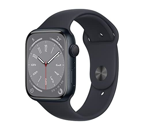 Apple Watch Series 8 [GPS 45mm] Smart Watch w/Midnight Aluminium Case with Midnight Sport Band. Fitness Tracker, Blood Oxygen & ECG Apps, Always-On Retina Display, Water-Resistant